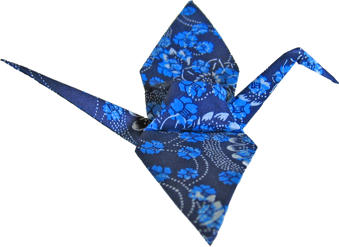 Blue Floral Pattern Origami Crane