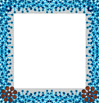 Blue Floral Pixel Art Frame