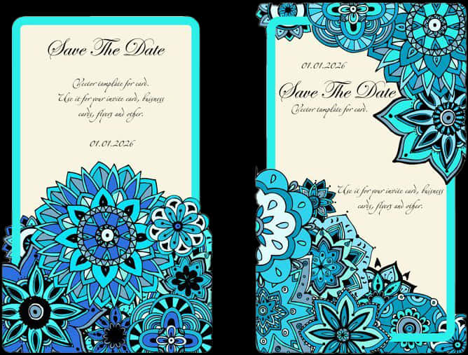 Blue Floral Save The Date Card Design