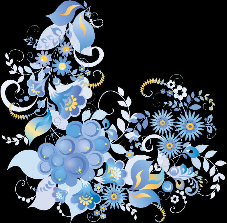 Blue_ Floral_ Vector_ Art