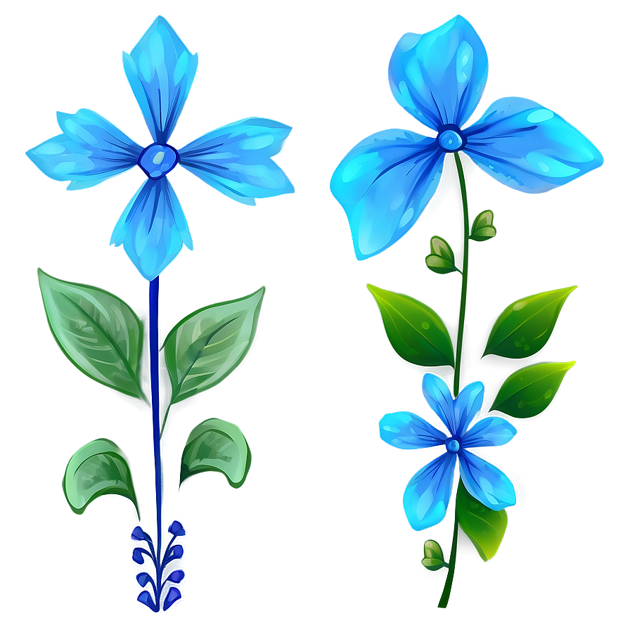 Blue Flower Illustration Png 34