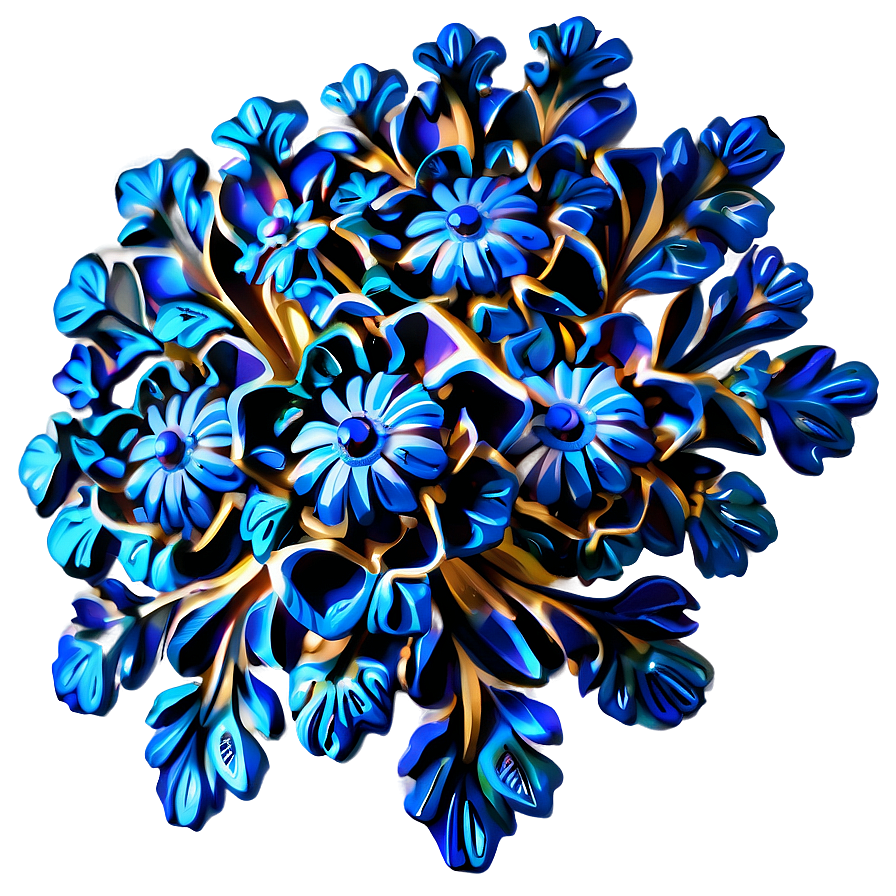 Blue Flower Ornament Png 6