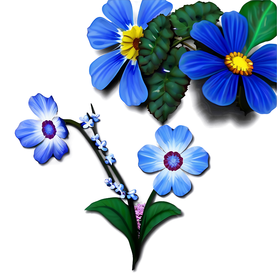 Blue Flower Print Png Icp