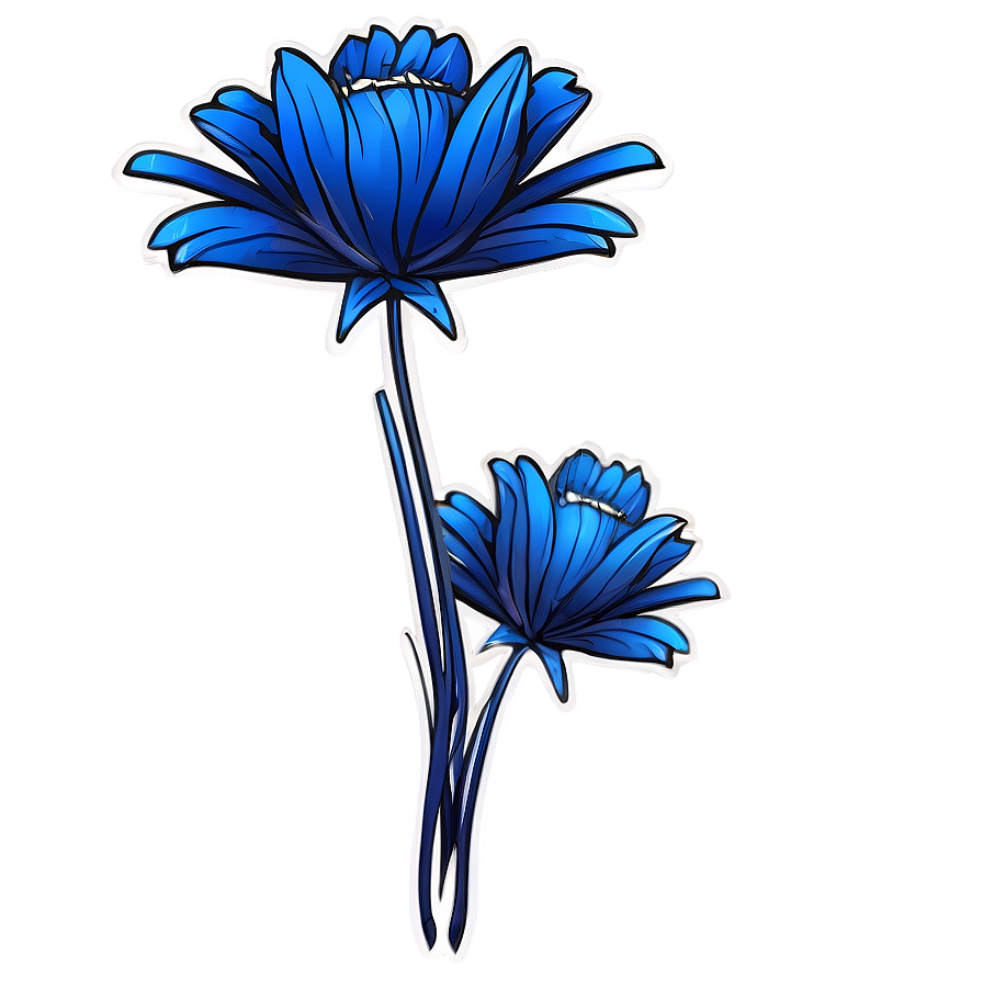 Blue Flower Sketch Png Xfh