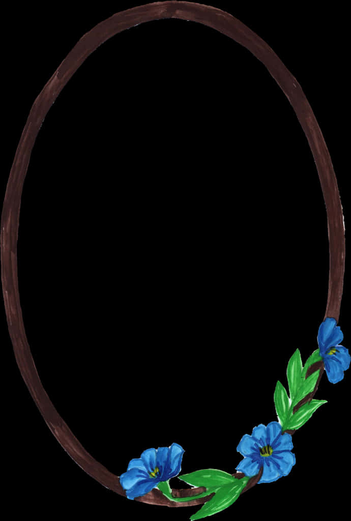 Blue Flowers Oval Frame