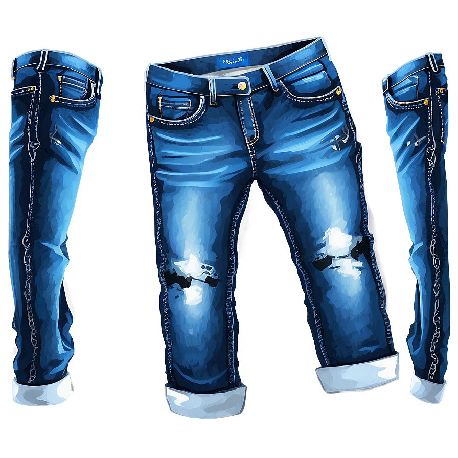 Blue Folded Jeans Png 06272024