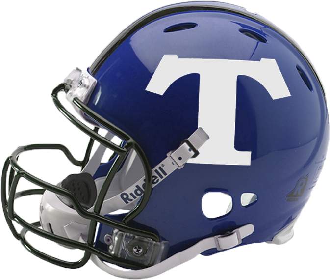 Blue Football Helmetwith White Letter T