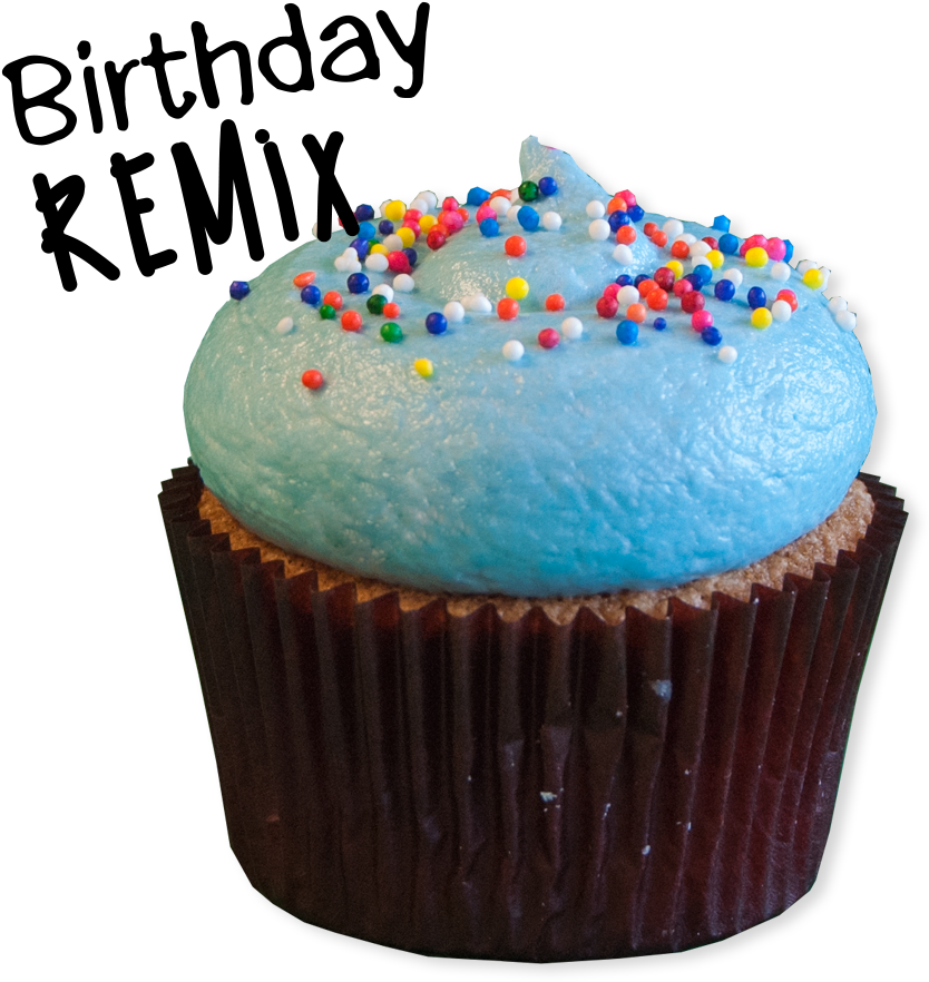 Blue Frosted Cupcakewith Sprinkles