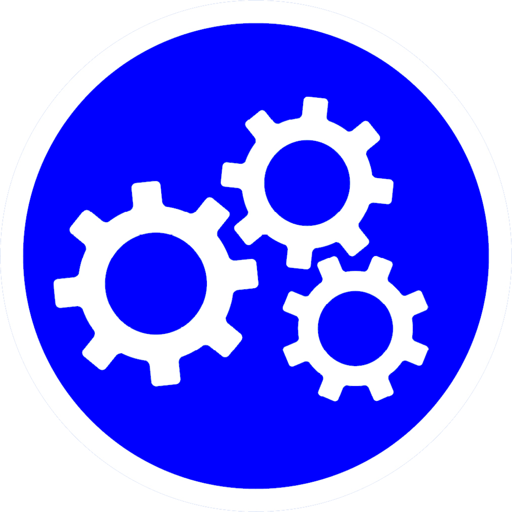 Blue Gear Icon Circle