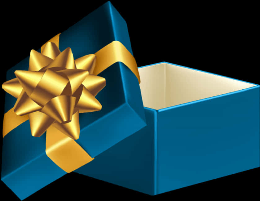 Blue Gift Boxwith Golden Ribbon