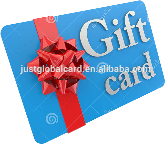 Blue Gift Card With Red Bow