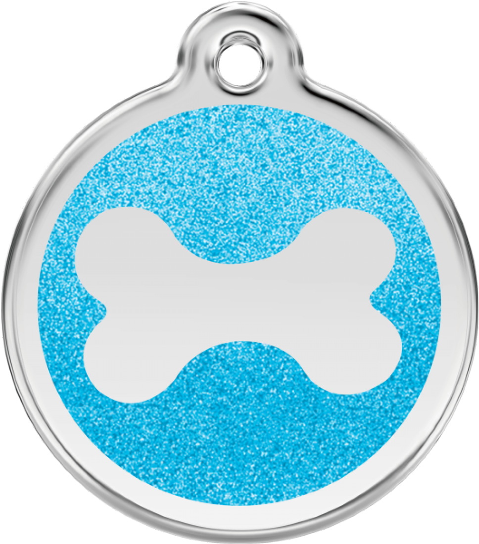 Blue Glitter Dog Bone Tag