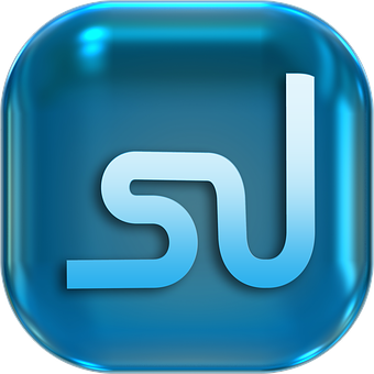 Blue Glossy Stylized S U Icon