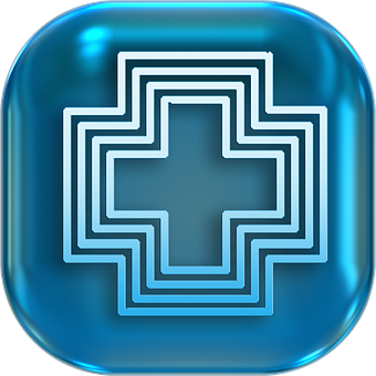 Blue Glow Health Cross Icon