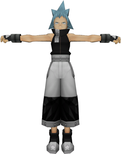 Blue Haired Animated Character T Pose