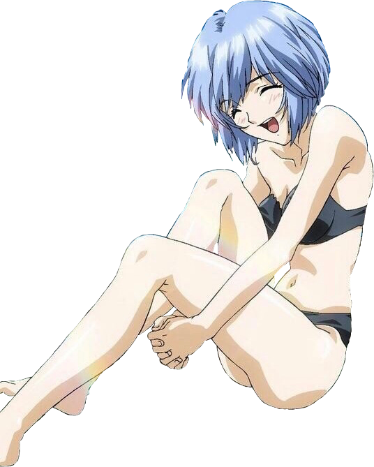 Blue Haired Anime Character Laughing