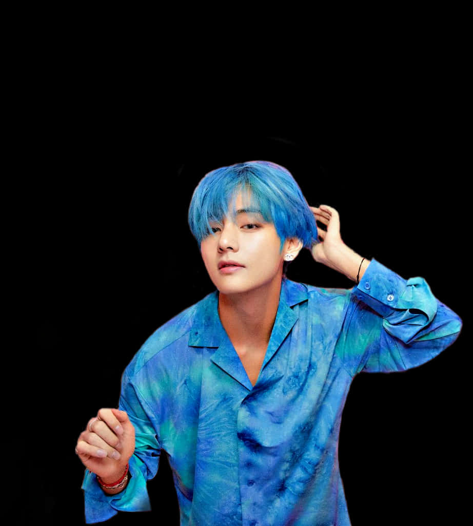 Blue Haired Manin Blue Shirt