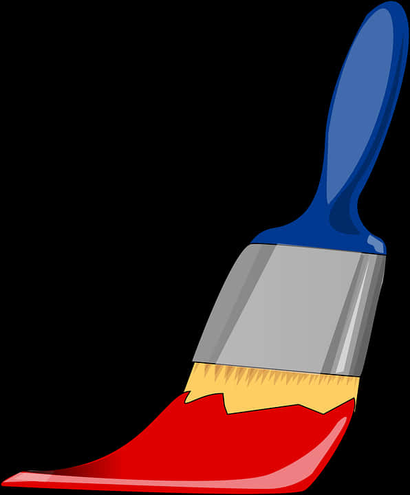 Blue Handled Paintbrushwith Red Paint