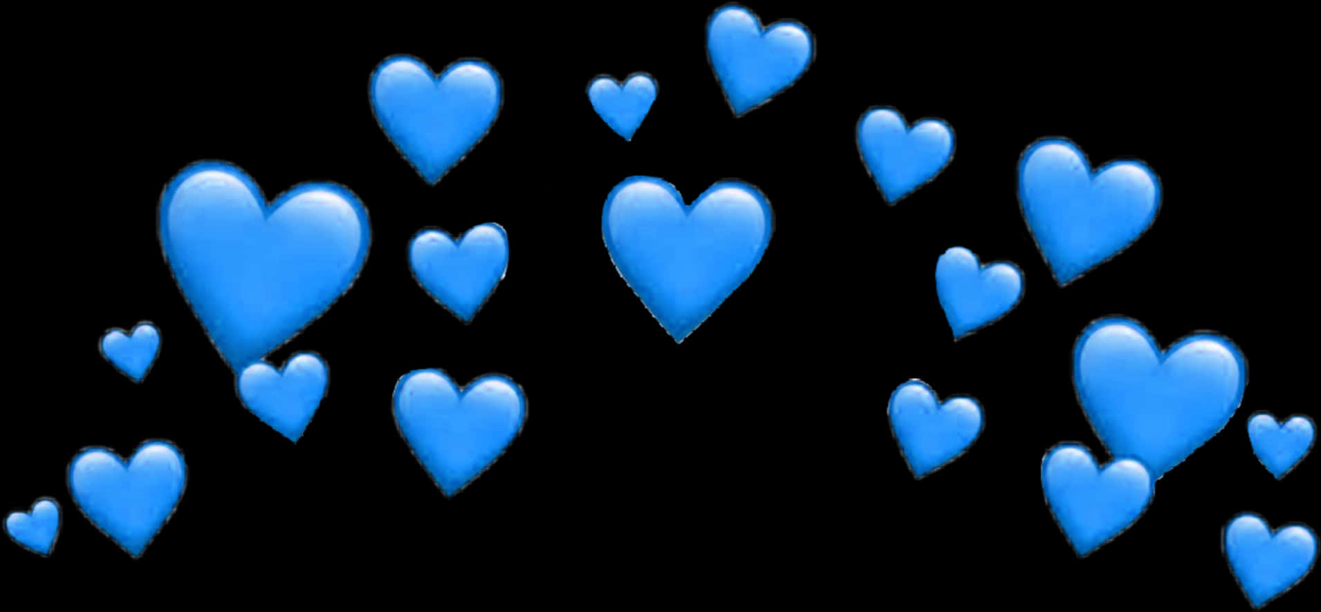 Blue Heart Emojison Black Background