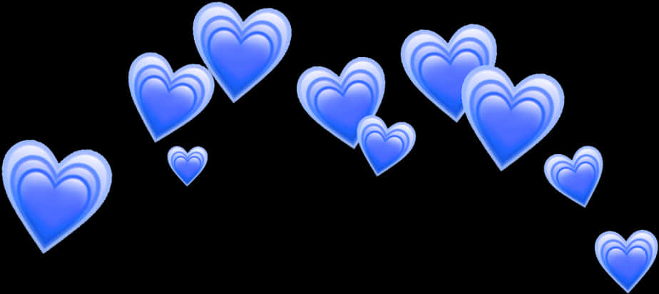 Blue Hearts Black Background
