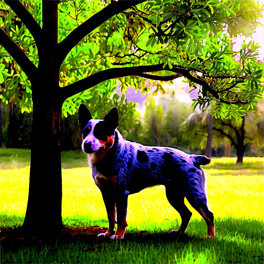 Blue Heeler Under Tree Png 27