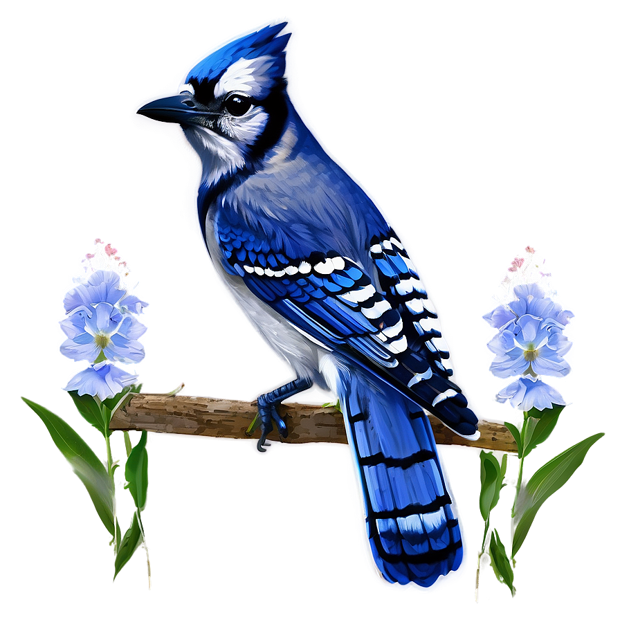 Blue Jay And Flowers Png 06262024