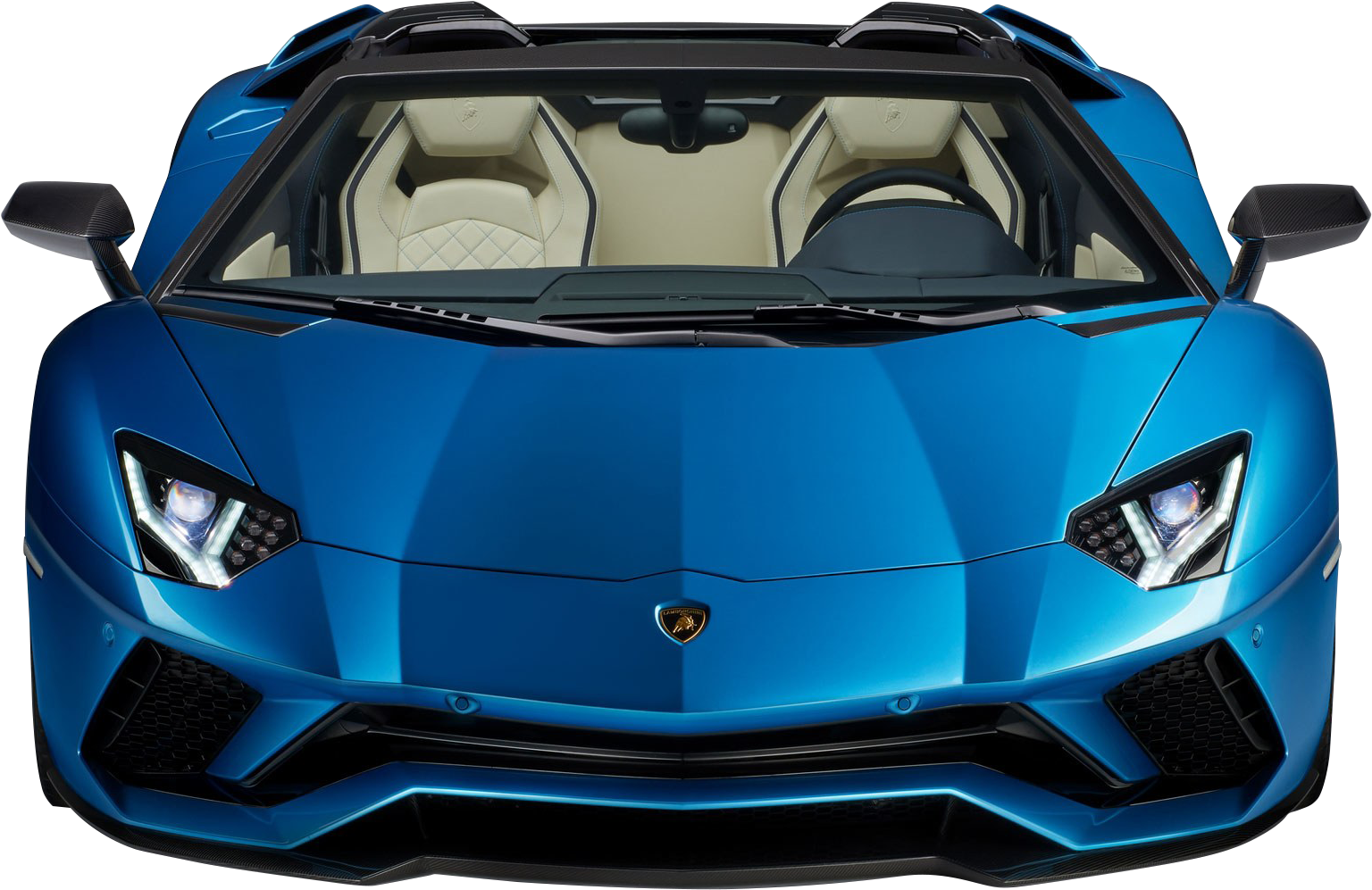 Blue Lamborghini Aventador Roadster Front View