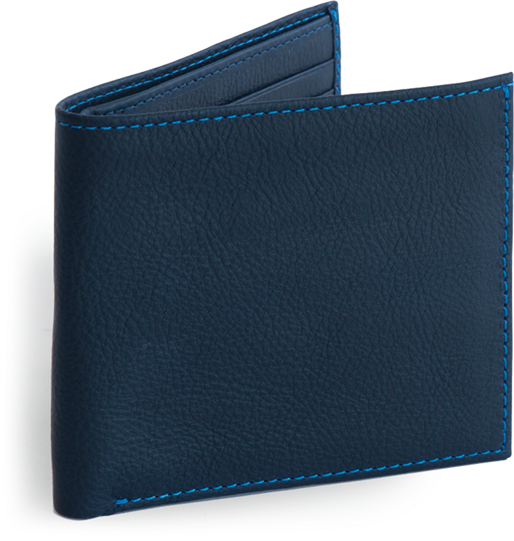 Blue Leather Wallet Blue Stitching