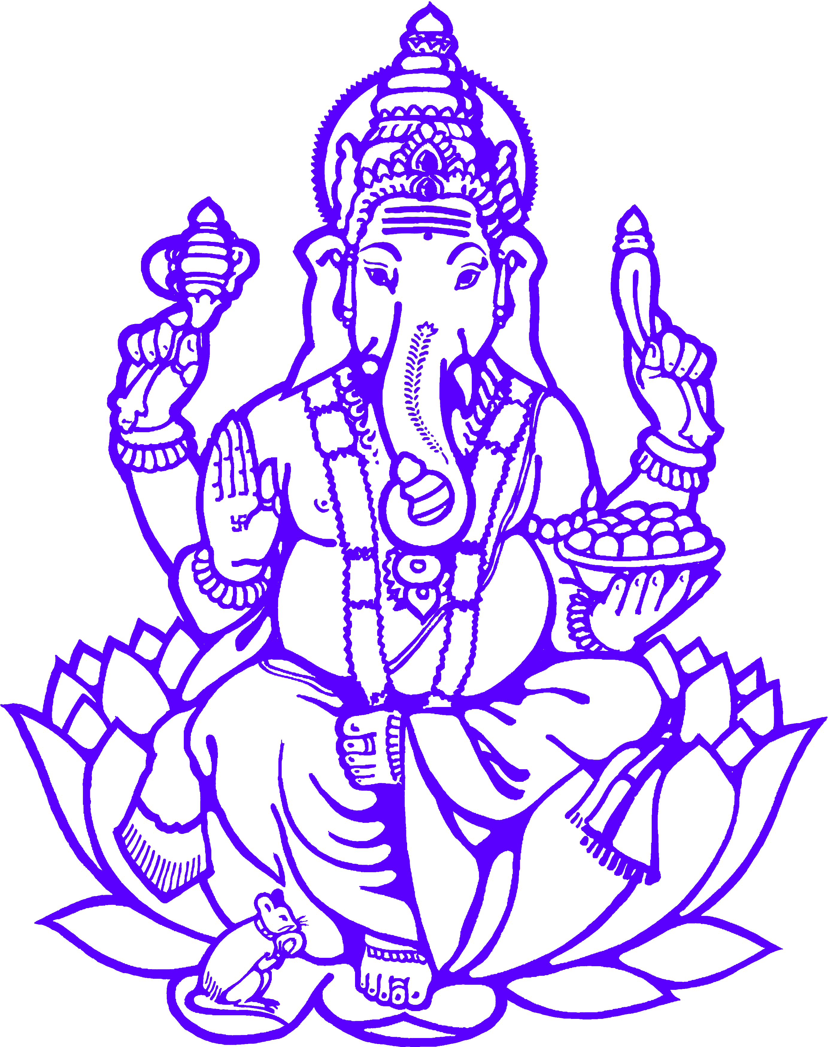 Blue Lord Ganesha Outline