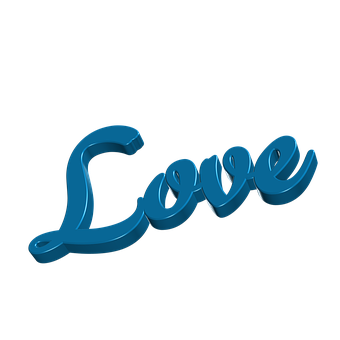 Blue Love3 D Text Art