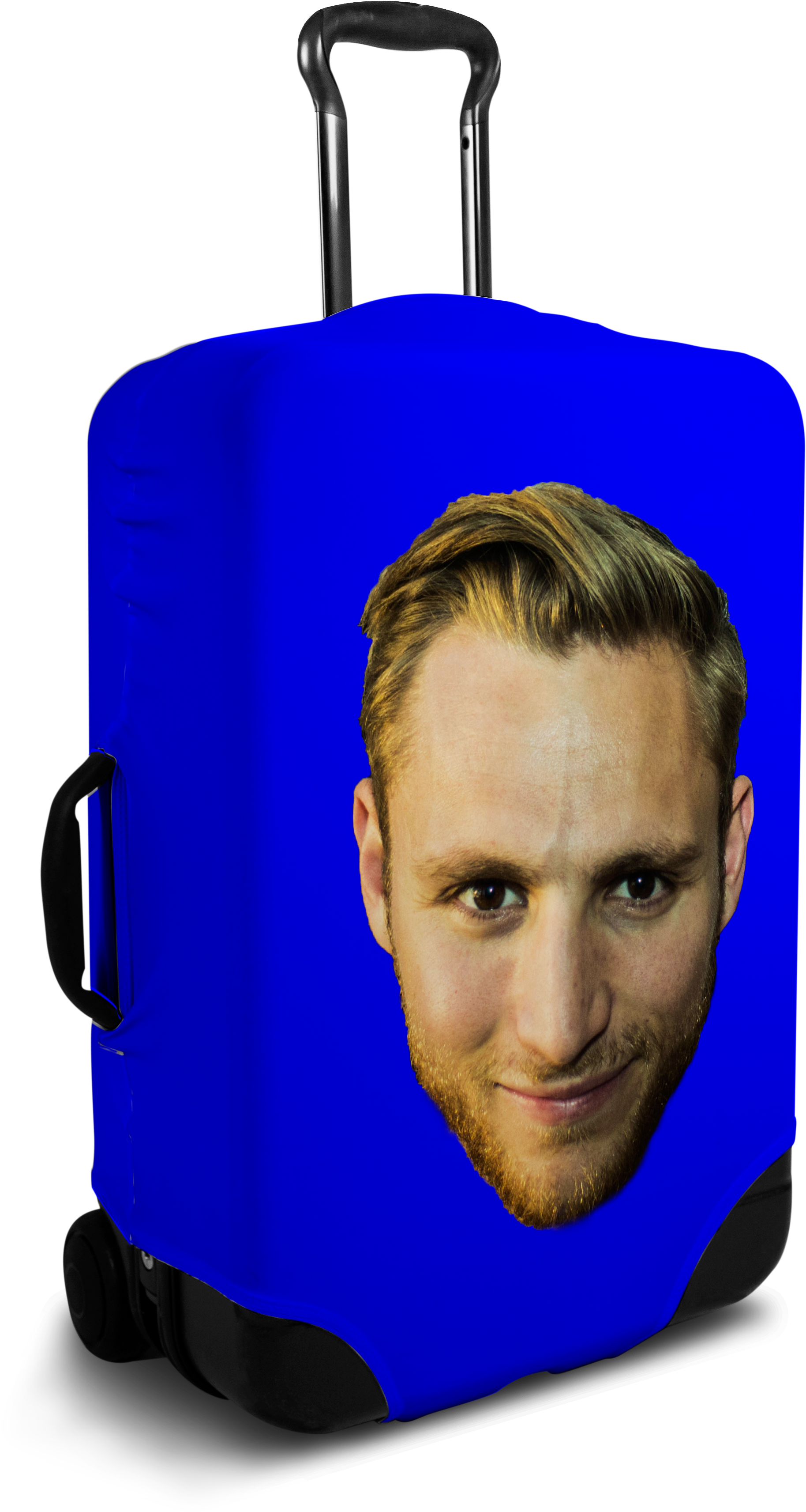 Blue Luggage With Face Print