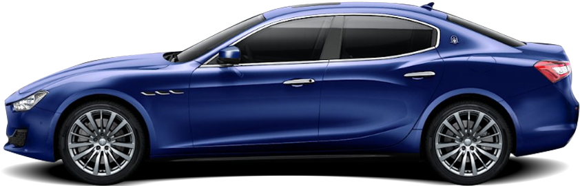 Blue Maserati Ghibli Side View