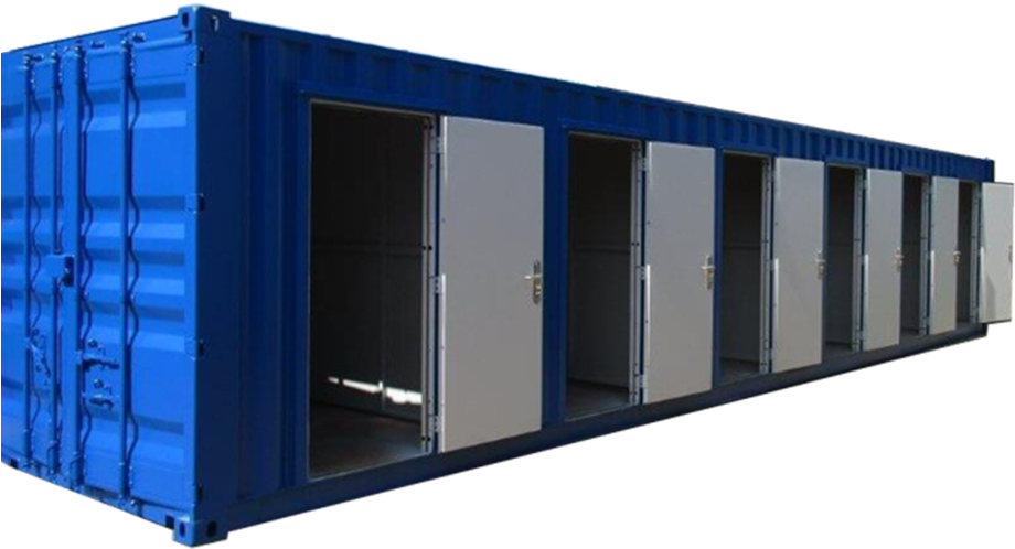 Blue Modified Shipping Containerwith Multiple Doors