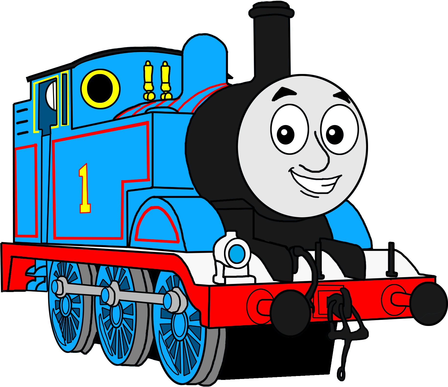 Blue Number One Train Cartoon
