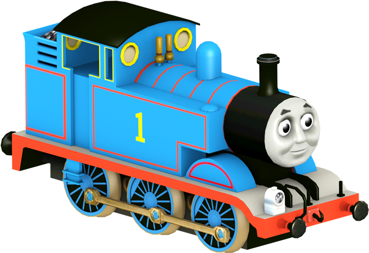Blue Number One Train Cartoon Character