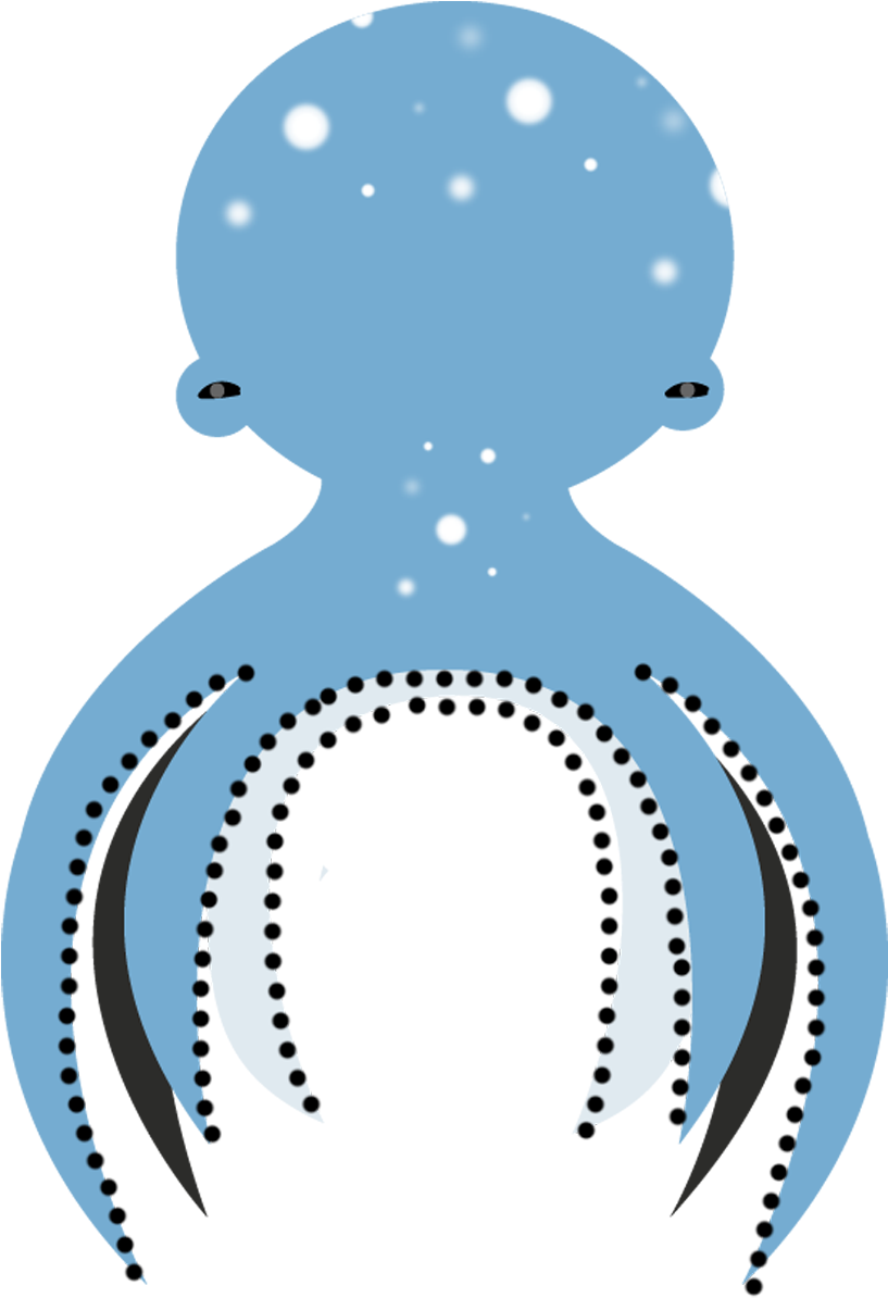Blue Octopus Cartoon Illustration
