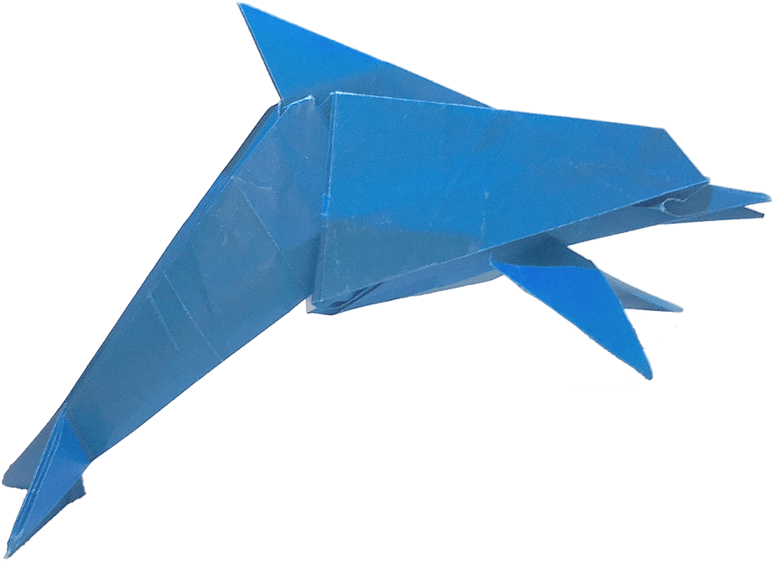 Blue Origami Dolphin