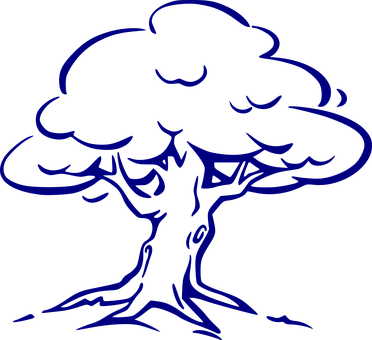 Blue Outline Tree Illustration