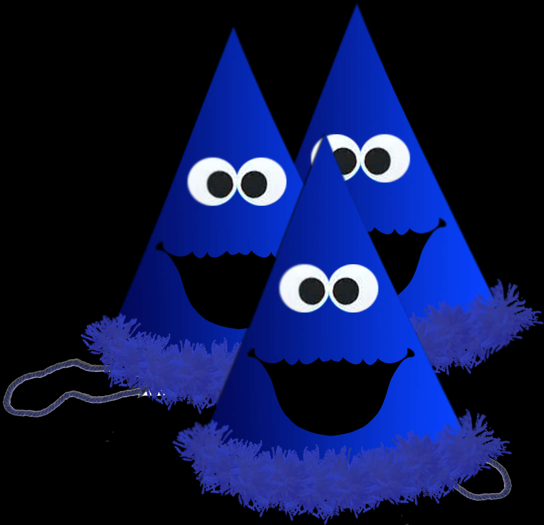 Blue Party Hats Cartoon Faces