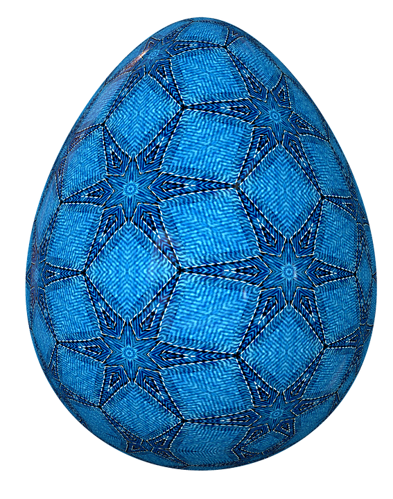 Blue Patterned Easter Egg