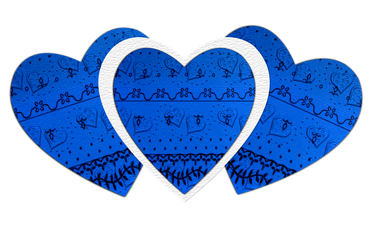 Blue Patterned Hearts Artwork