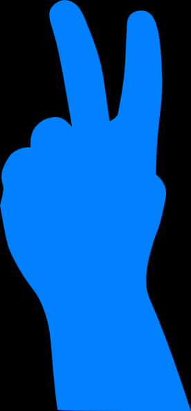 Blue Peace Sign Hand Gesture