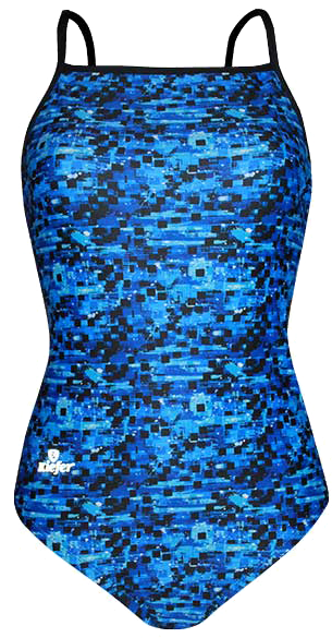 Blue Pixel Print Swimsuit