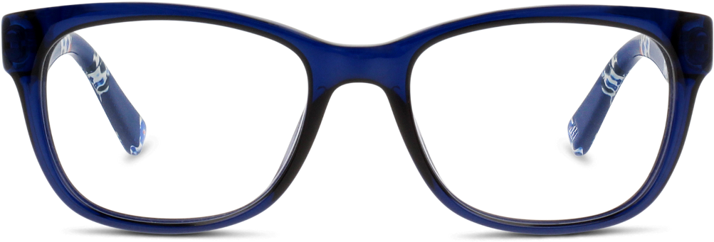 Blue Plastic Eyeglasses Front View