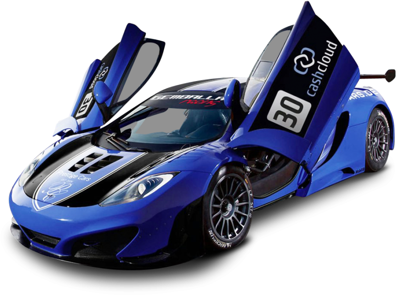 Blue Race Car With Open Doors