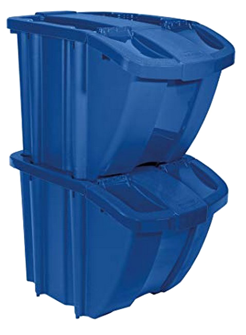 Blue Recycling Bins Stacked