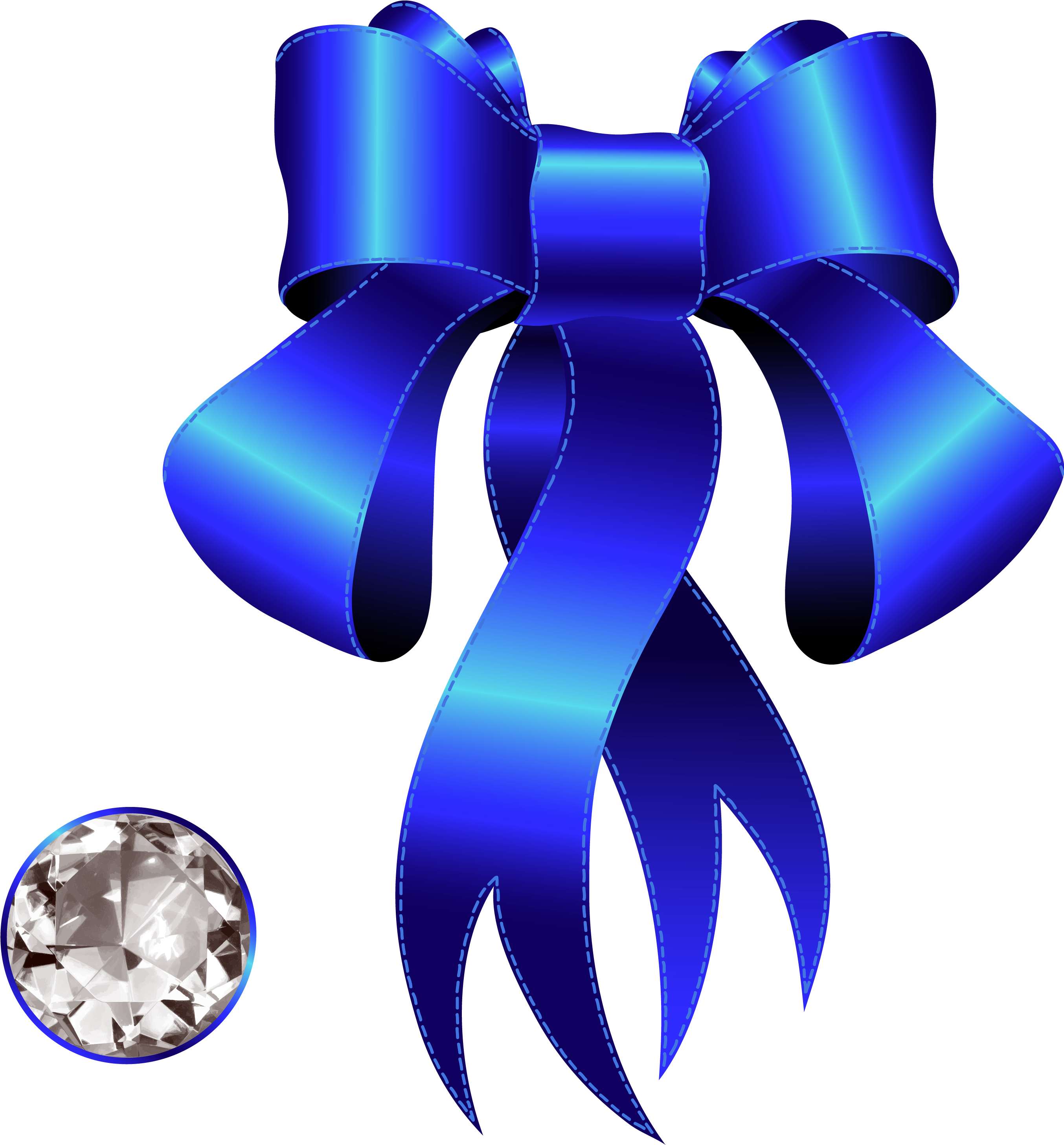 Blue Ribbonand Diamond Illustration