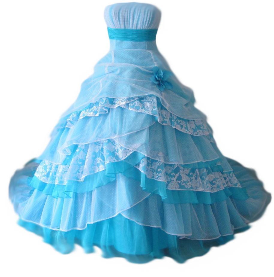 Blue Ruffled Quinceanera Dress