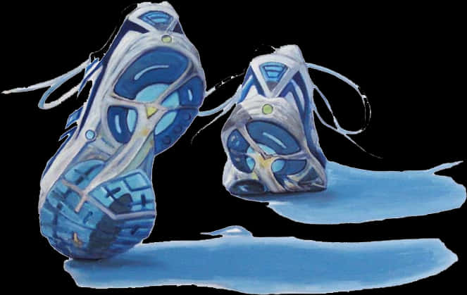 Blue Running Shoes Artistic Representation