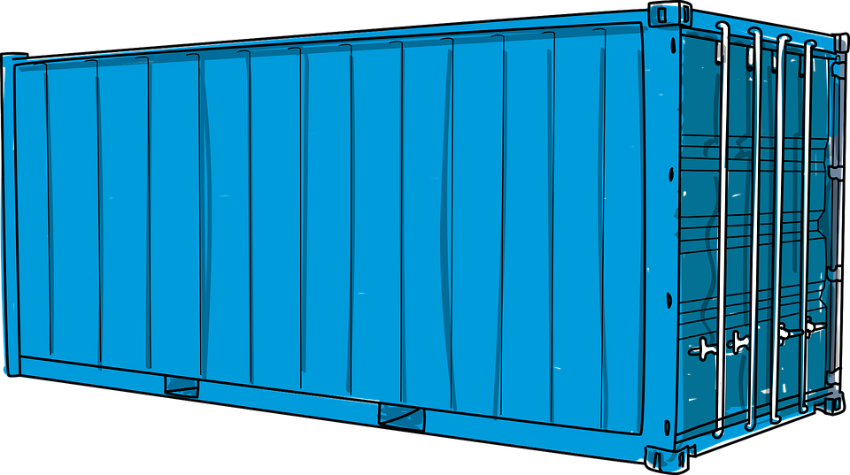 Blue Shipping Container Illustration